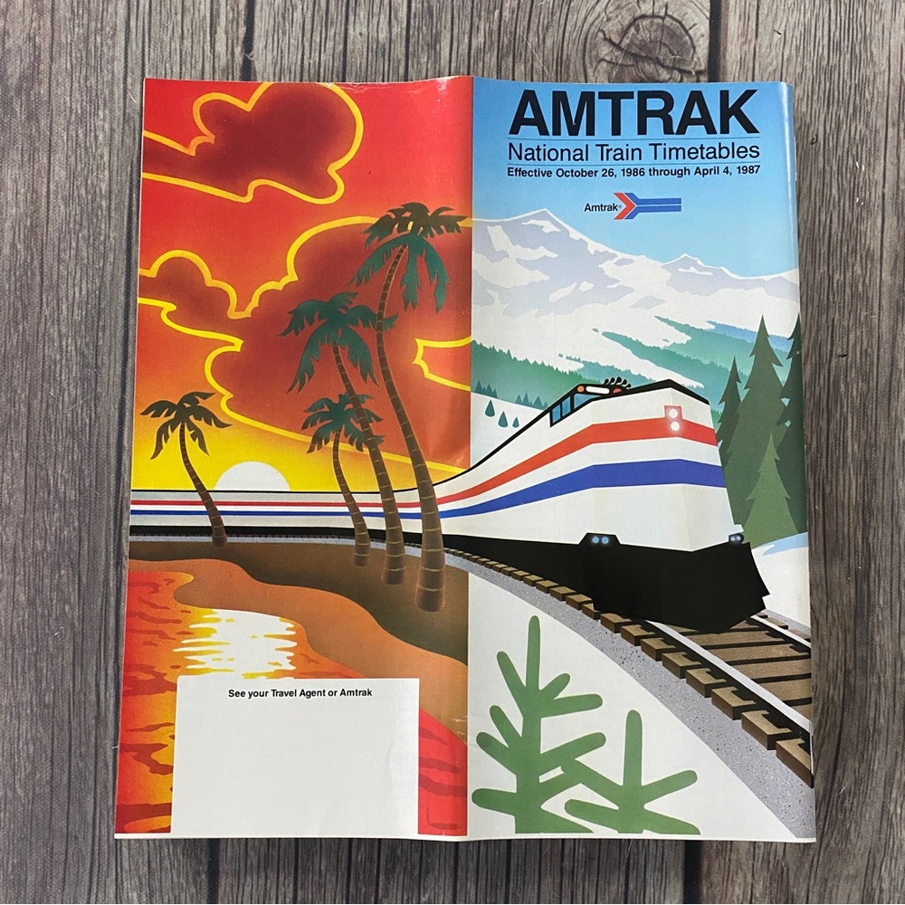 Vtg Amtrak National Train Timetables Schedule Brochure 1986 Through 1987